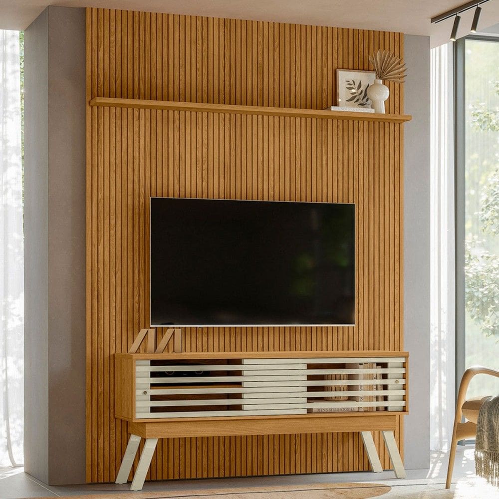 Rack com Painel para TV Até 65 Polegadas 2 Portas 2 Prateleiras Cumaru/Opala - Madetec