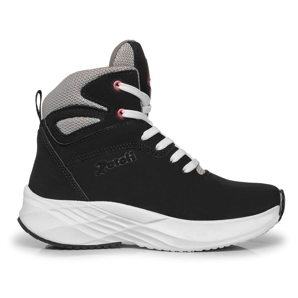 Tênis Academia Cano Alto Couro Super Leve Preto confort