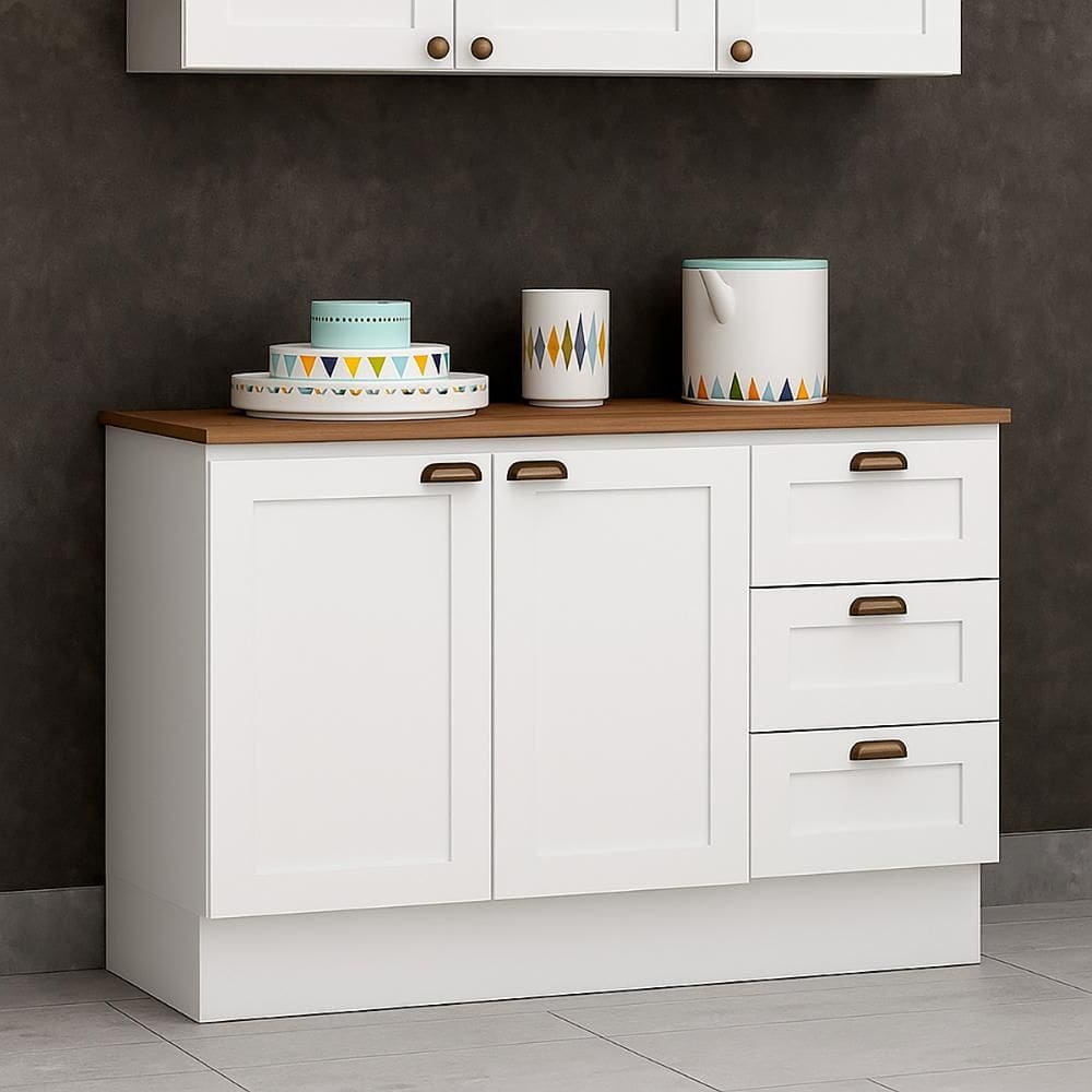 Balcão Cozinha Genialflex Provençal Branco Com Tampo Ébano