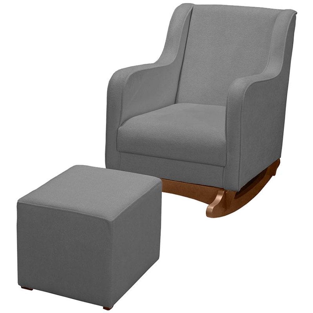 Poltrona Amamentação Aquila Plus com Puff Boucle Cinza - Fratello