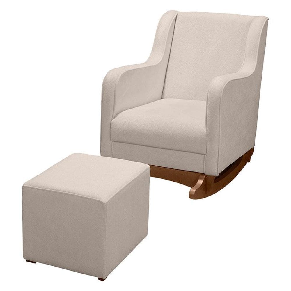 Poltrona Amamentação Aquila Plus com Puff Boucle Off White - Fratello