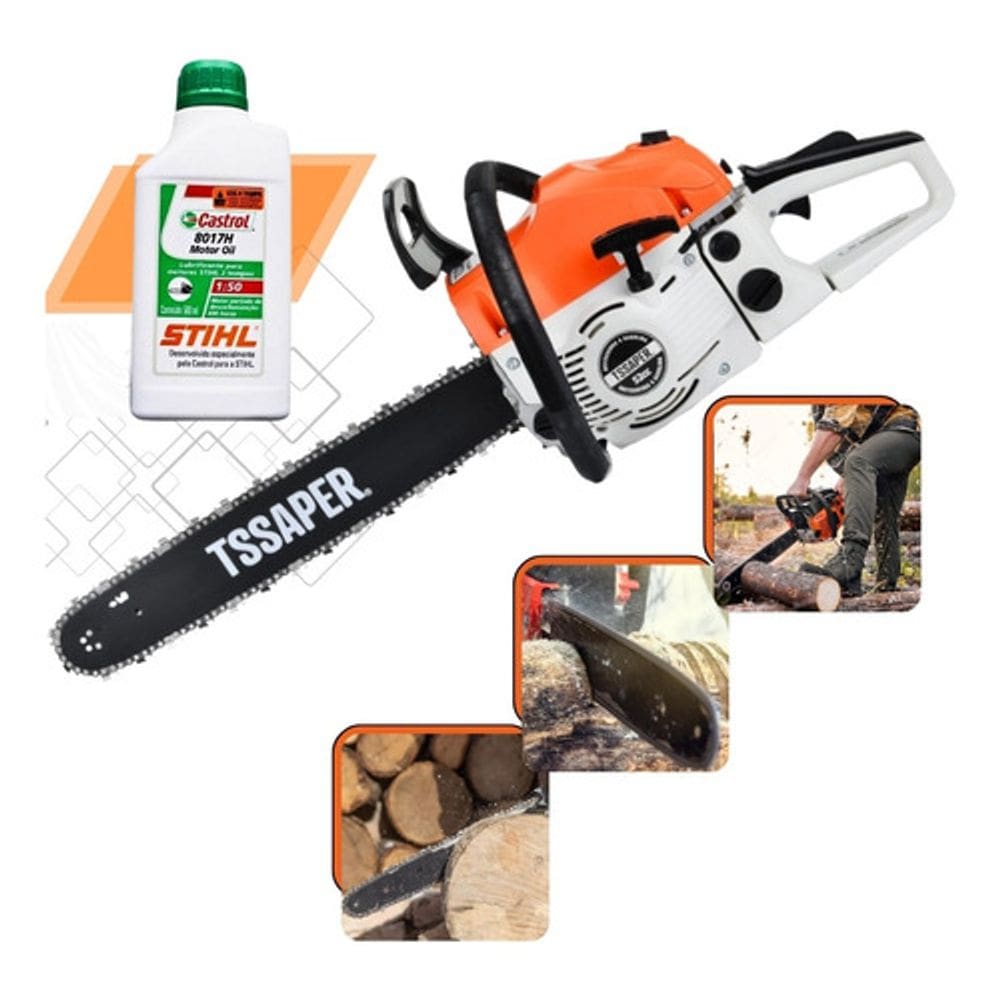 Motosserra T ssaper Mg52cc com Sistema Anti Vibração 3hp Super Forte + Oleo Lubrificante 2T
