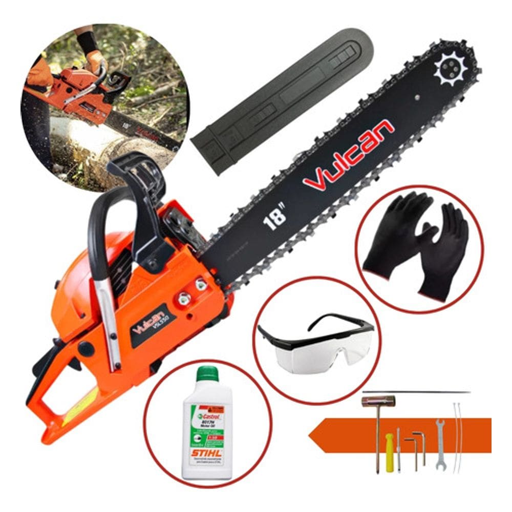 Motosserra Vulcan Trent Vsl550 3hp 55c + Óleo Lubrificante 2T + Óculos de Proteção + Luvas