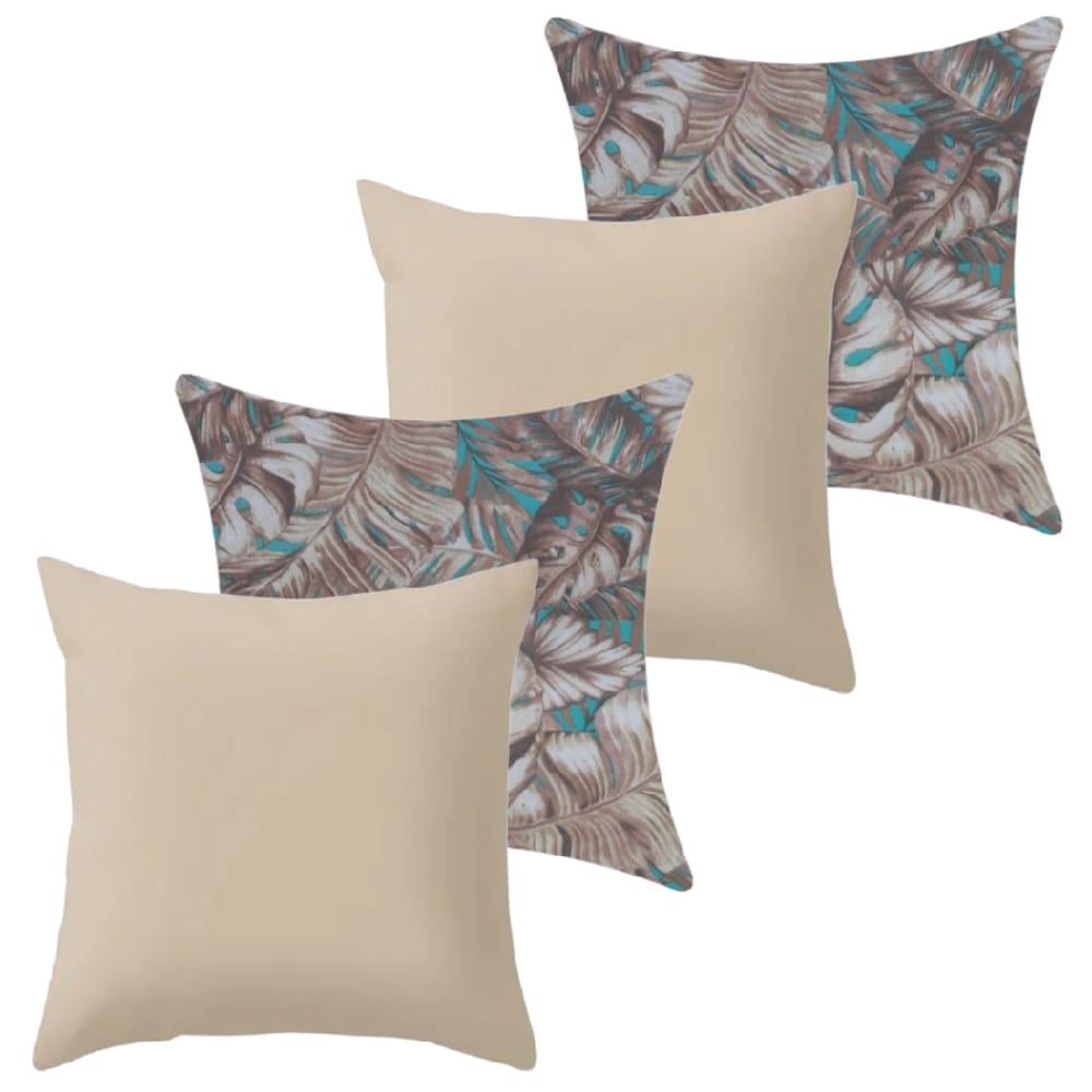 Kit 4 Capas de Almofada 40 x 40 Malha Gel Helanca com Zíper Estampadas e Lisas Decoração