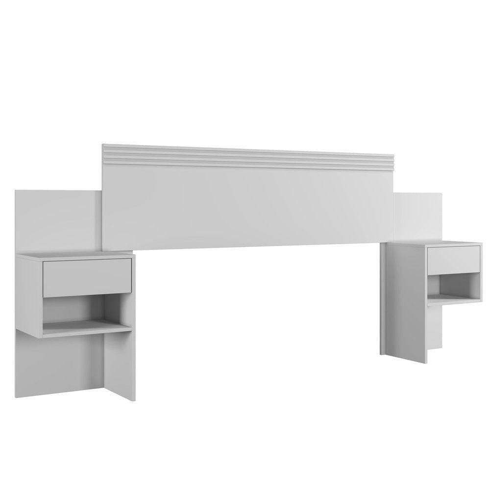 Cabeceira Extensiva Box Manchester Com 2 Mesas De Cabeceira Branco