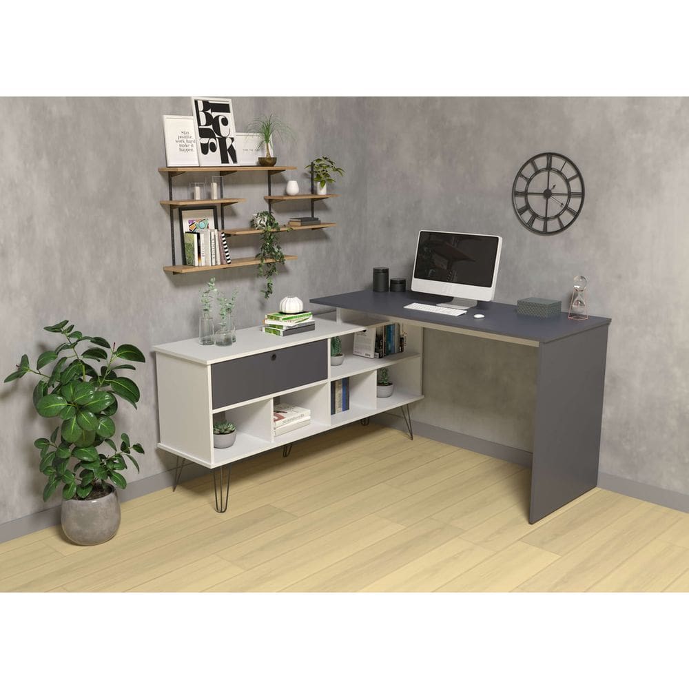 Escrivaninha Dubai - Grafito/Branco 6133