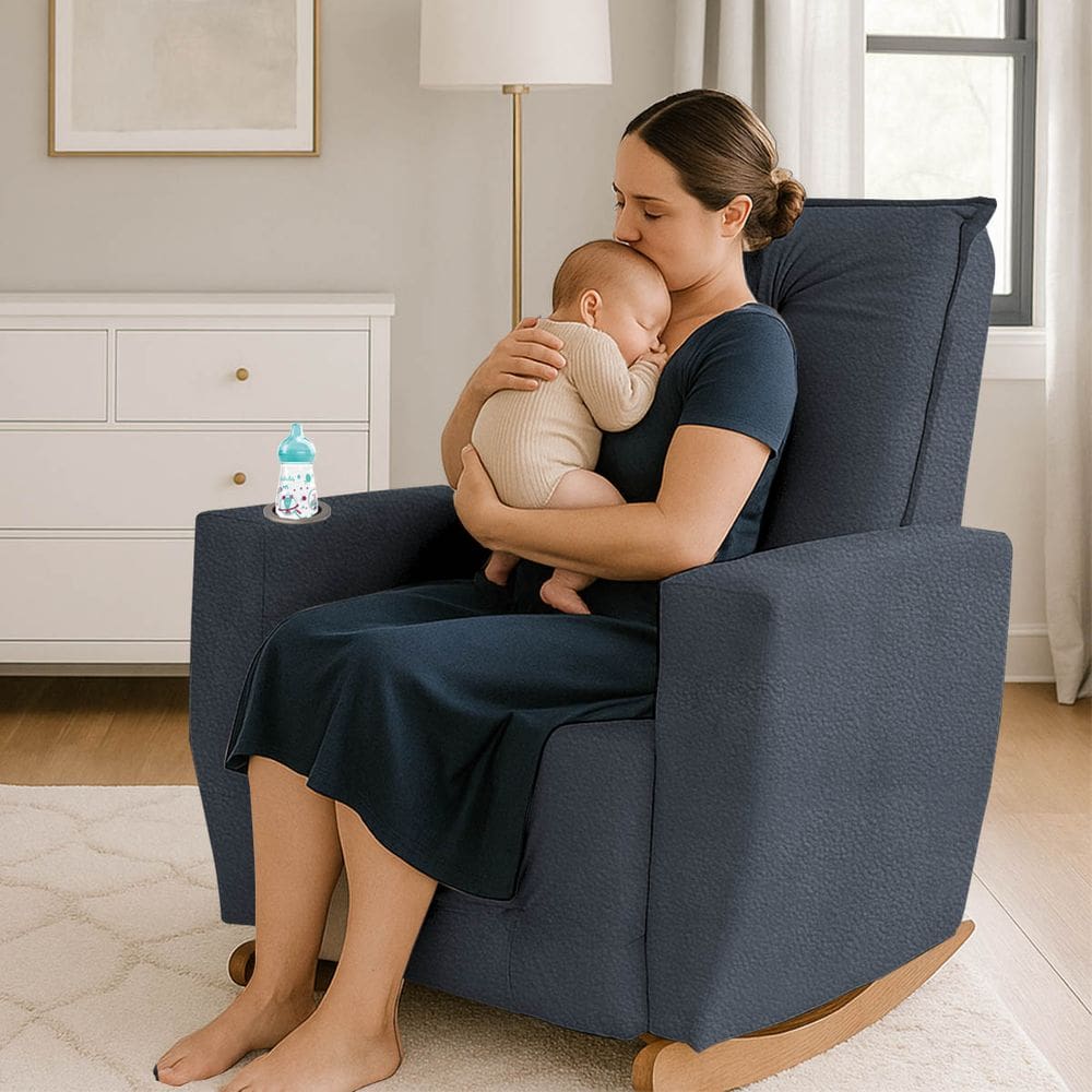 Poltrona de Amamentação Balanço Agatha Puff Grafite Boucle