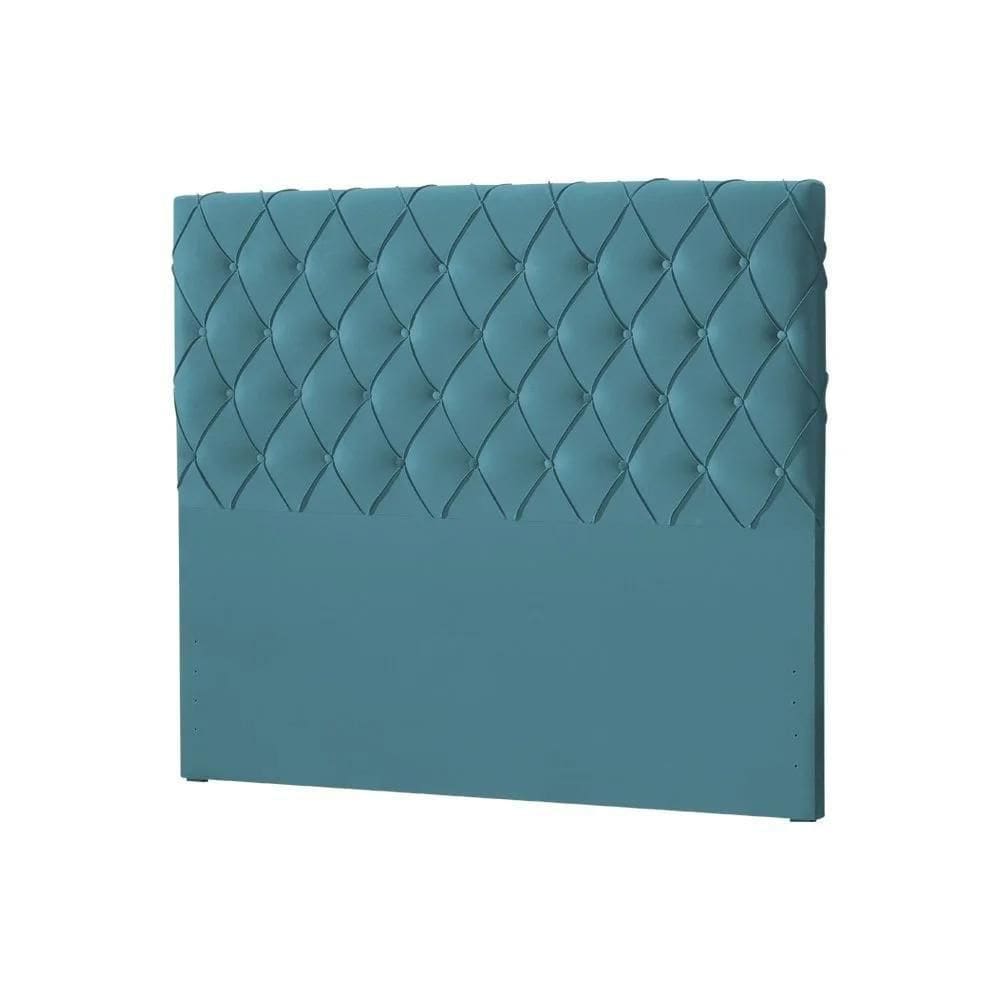 Cabeceira Queen Estofada Chicago Capitonê 160cm Veludo Azul