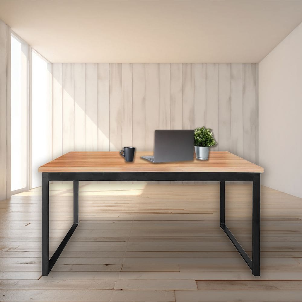 Mesa Escrivaninha Resistente Office Tampo Grosso Industrial 1,50m Canela/preto Mesa para Escritório