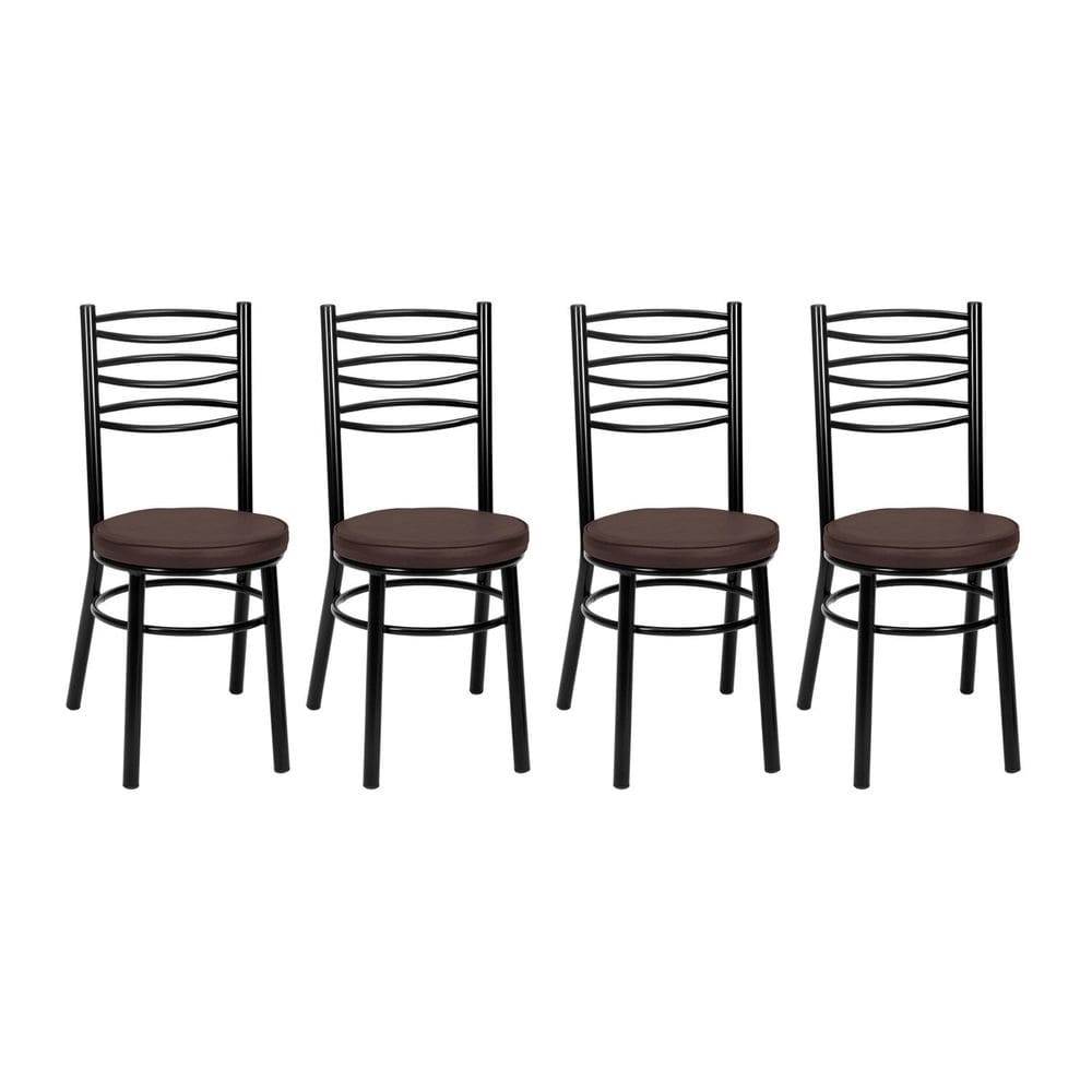 Kit 4 Cadeiras para Sala de Jantar Pintadas Cp34 Debrum Preto/Marrom