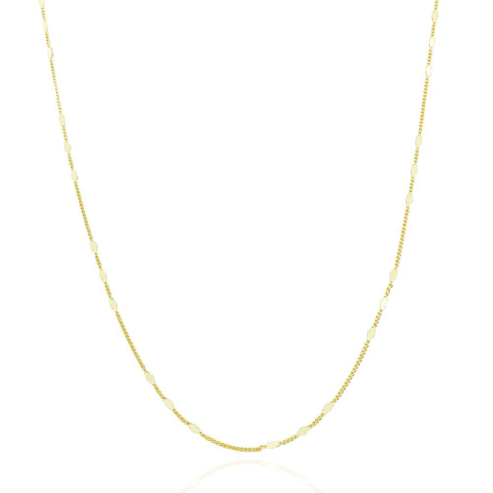 Colar Longo e Mini Losangos Banhado a Ouro