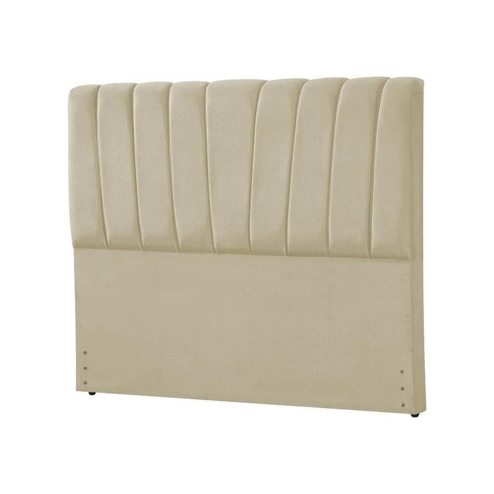 Cabeceira Casal Estofada Americana Premium 140cm Veludo Bege