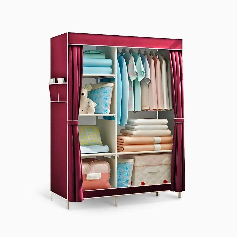 Guarda Roupa Closet Dobrável Organizador Capa Tecido Vinho