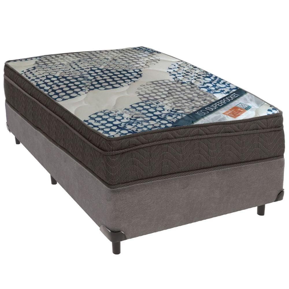 Cama Box Cinza E Colchão Iso Molas Ensacadas Molas Ensacadas Solteiro Ortobom