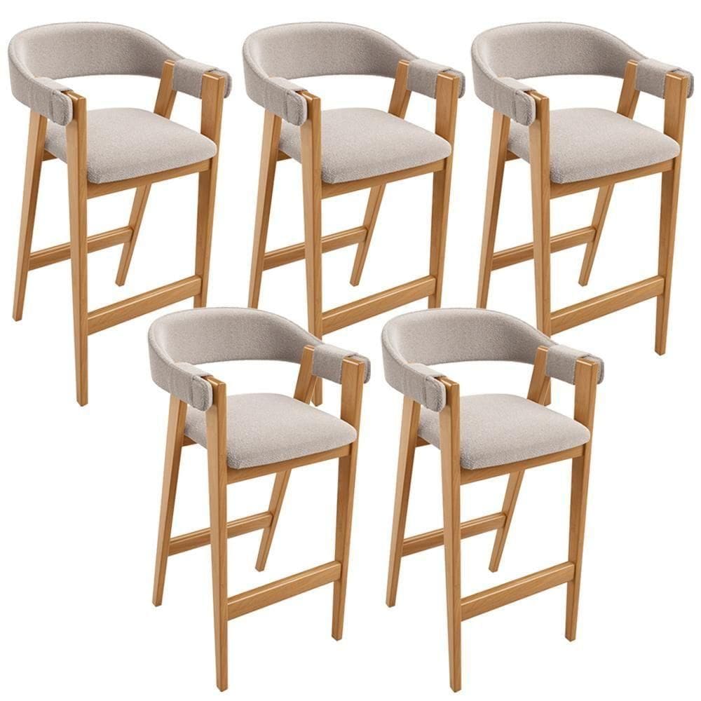 Kit 05 Banquetas Alta Bar Cozinha Sala De Jantar Bar Nadja L02 Bouclê Creme - Lyam Decor