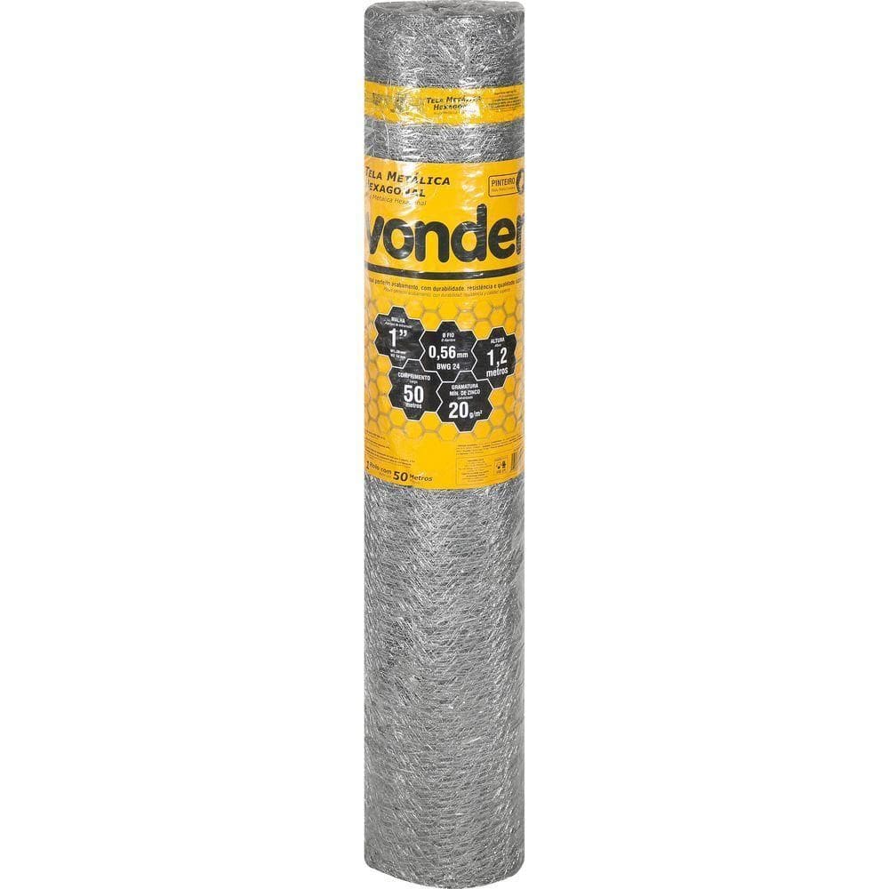 Tela Metálica Pinteiro Hex Malha 1`` Bwg24 1,2m 50m Vonder