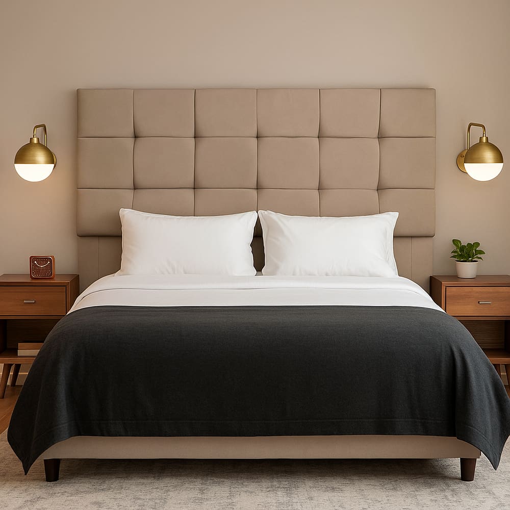 Cabeceira Cama Box Solteiro 90 cm Naiara em Suede Com Frame