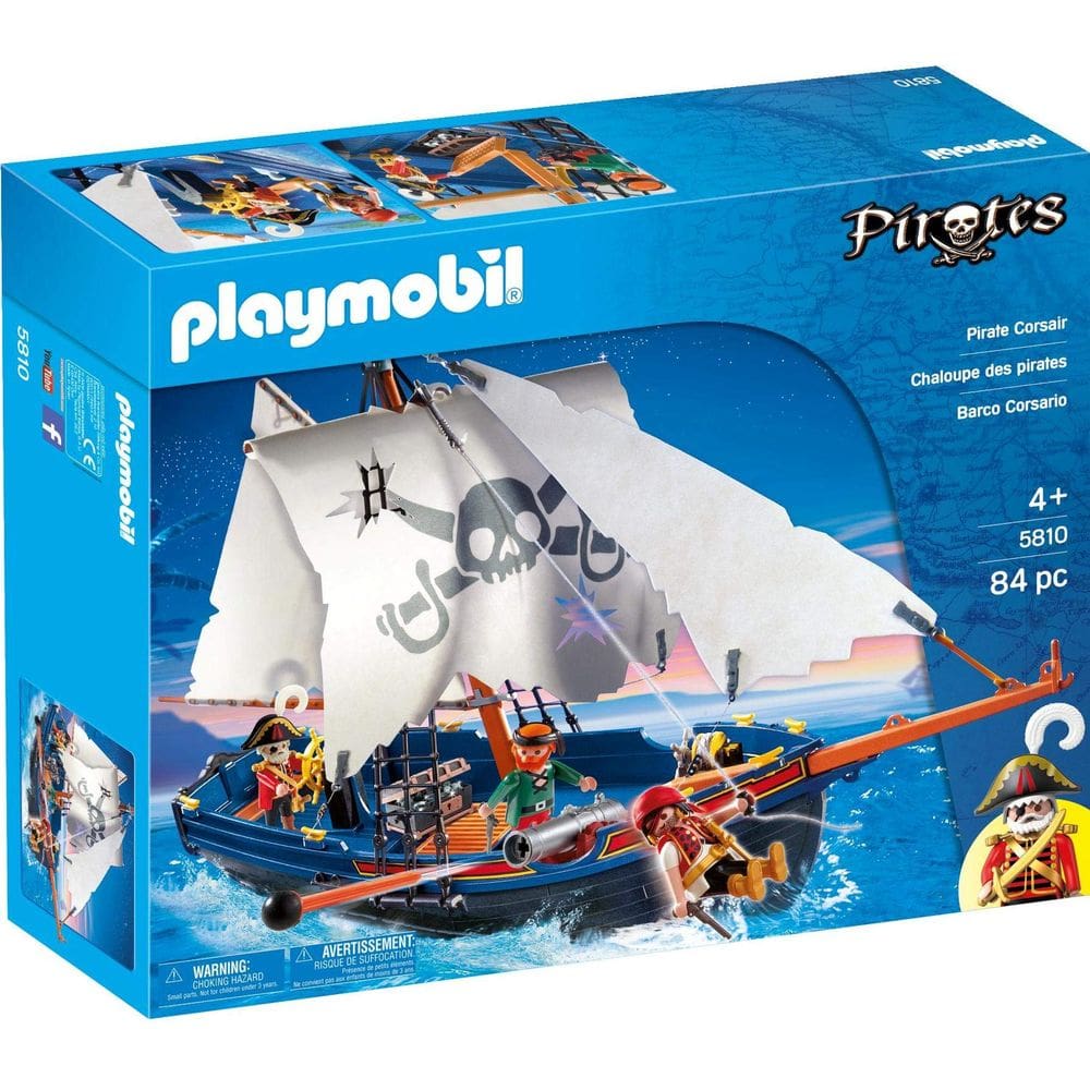 Barco pirata Toy Playmobil 5810 com canhão, flutuante, 84 peças