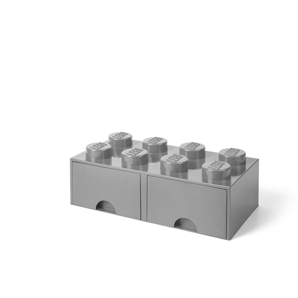Caixa de armazenamento LEGO Brick Drawer 8 Knobs 2 gavetas cinza