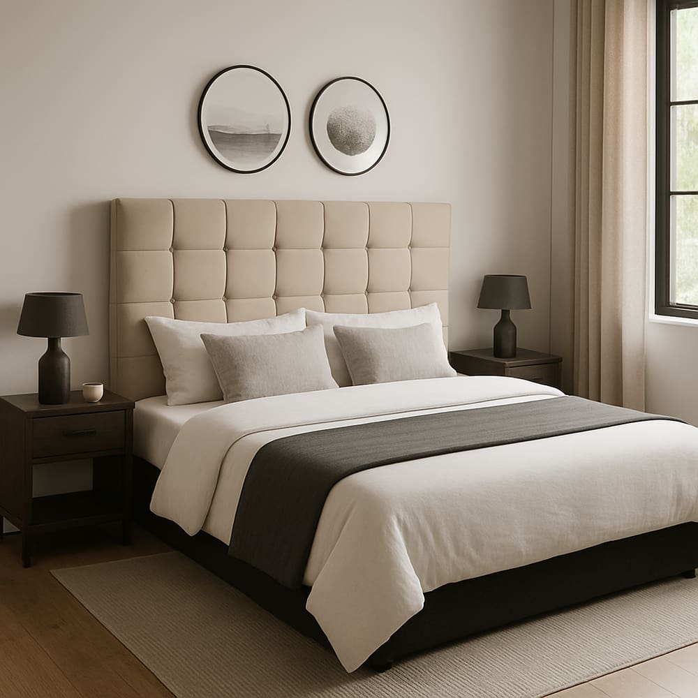 Cabeceira Cama de Casal 140 cm Naiara em Suede Com Frame