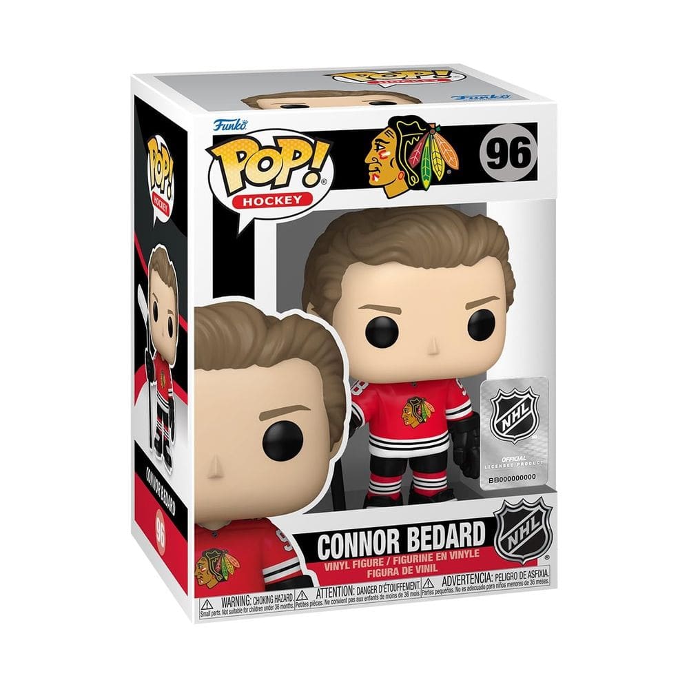 Funko Pop! Figura de Connor Bedard do NHL Blackhawks com 10,8 cm de altura