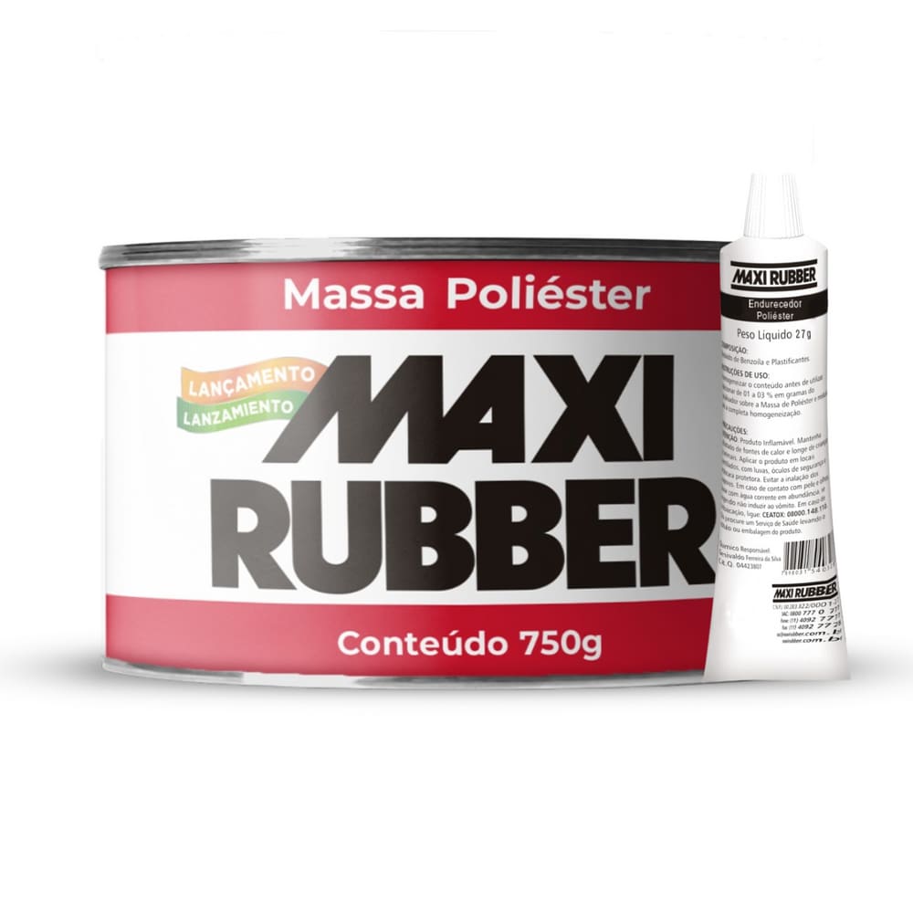 Massa Poliéster 750g Maxi Rubber
