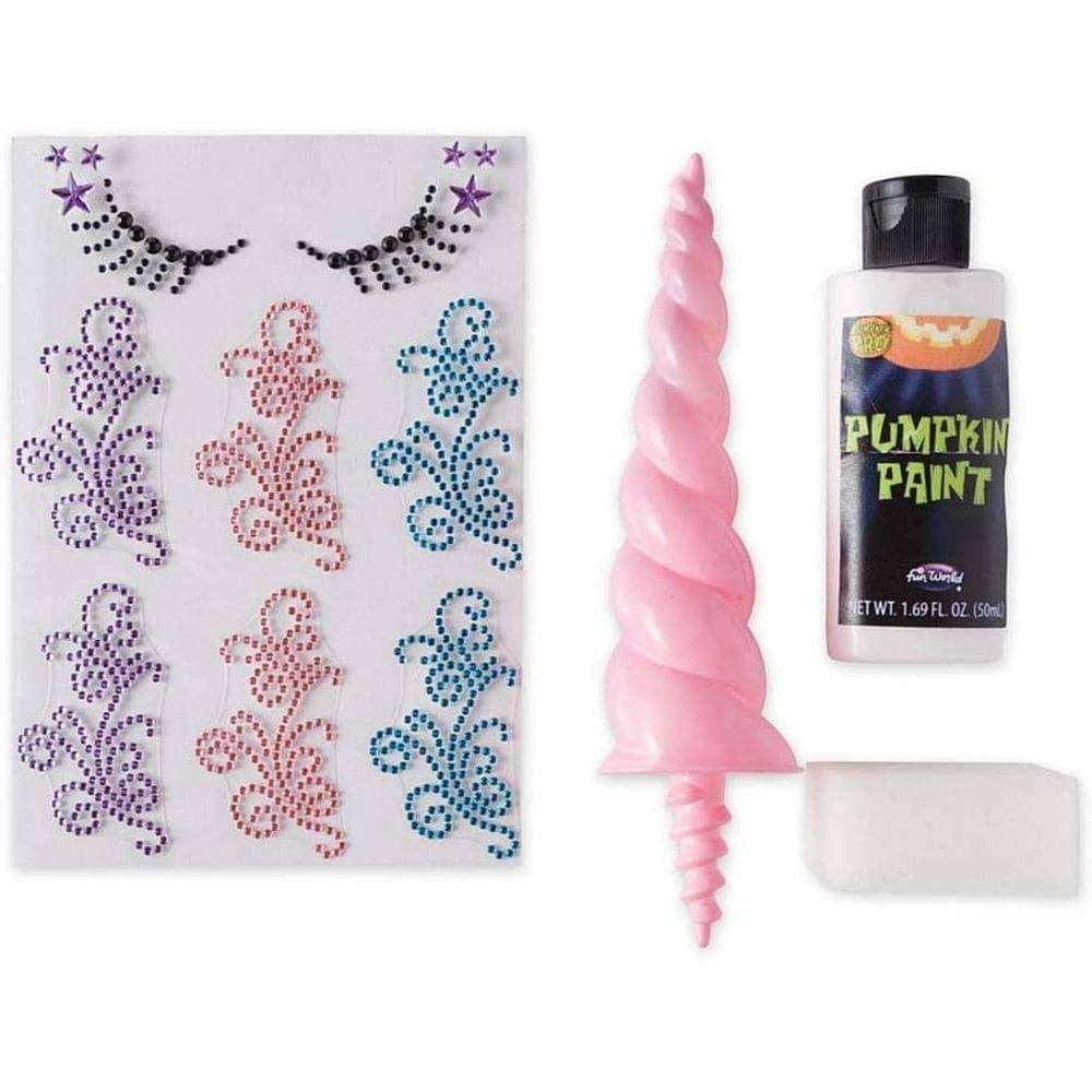 Kit de decoração de abóbora HearthSong 3-D Unicorn Halloween Kids