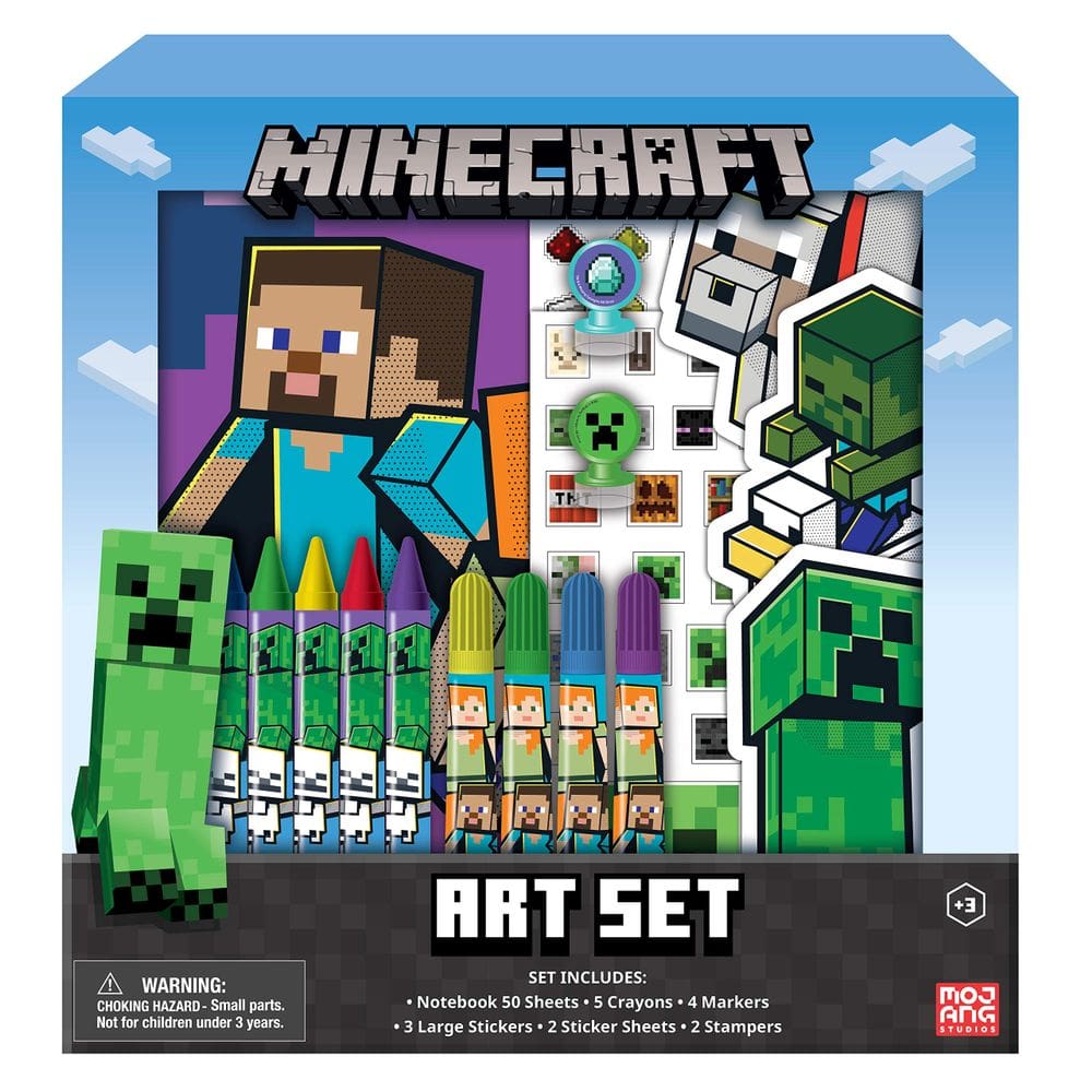 Conjunto de arte para colorir Minecraft Kids com adesivos e carimbos