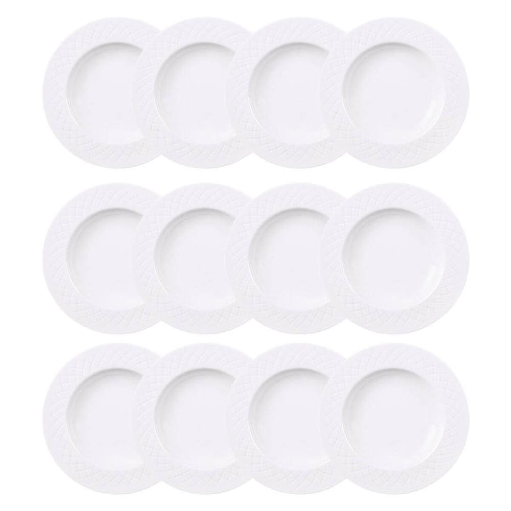 Kit 12 Pratos Fundos Porcelana Branca 23cm Mesa Posta Buffet Restaurante 330ml Tramontina Ingrid