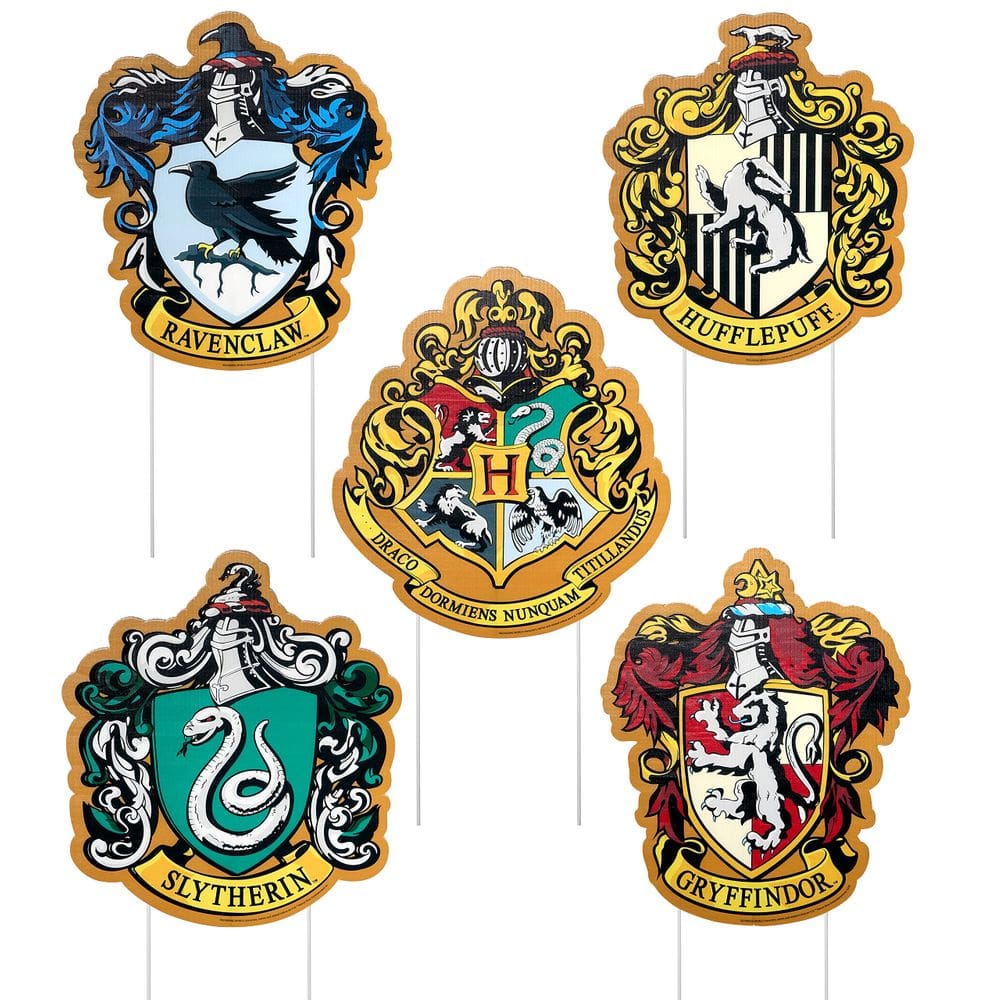 Conjunto de decoração de gramado Rubies Harry Potter House Crests com 5 casas
