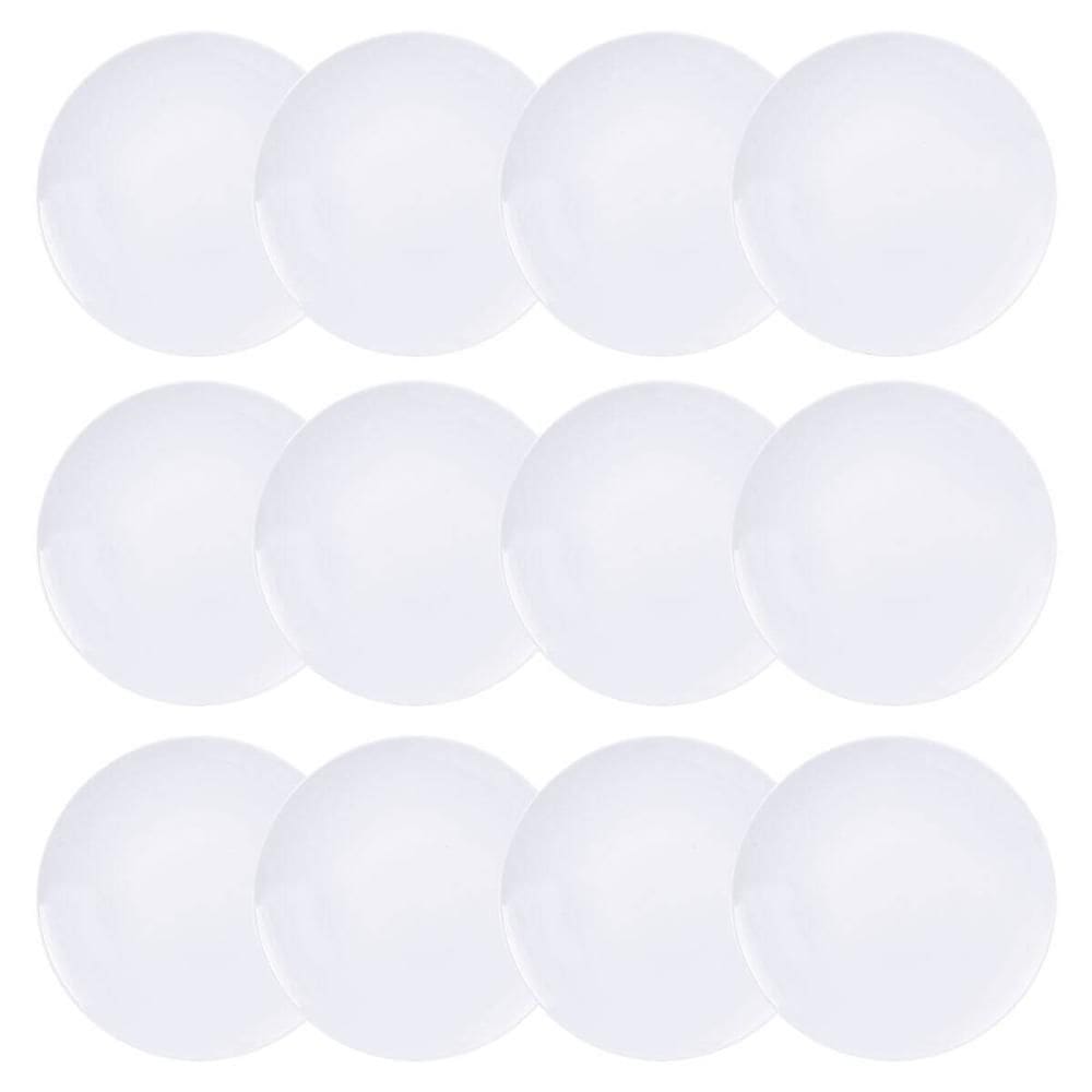 Jogo 12 Pratos Raso Porcelana Branco Liso 25cm para Jantar