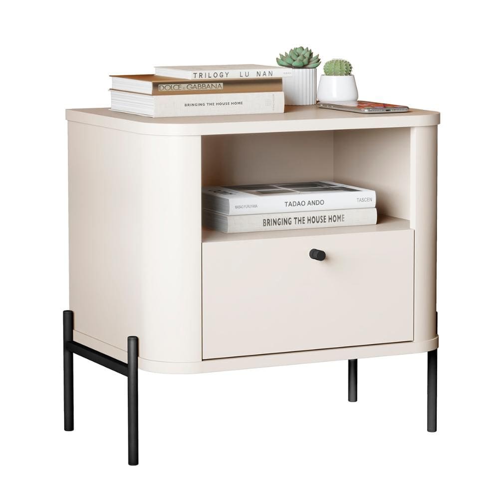 Mesa de Cabeceira Quarto Tucupí Slim 1 Gaveta e Pés de Metal