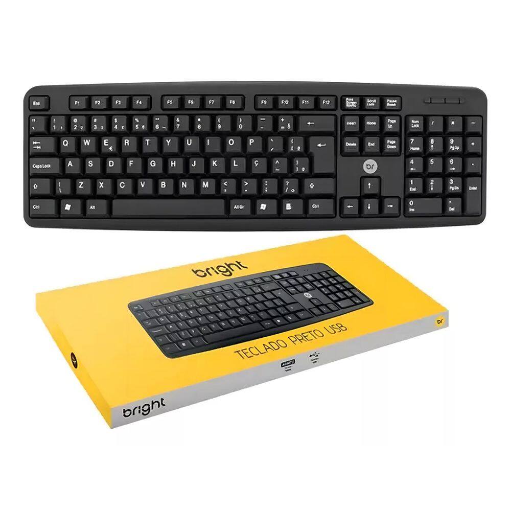 Teclado Bright 0014 Qwerty Português Brasil Cor Preto