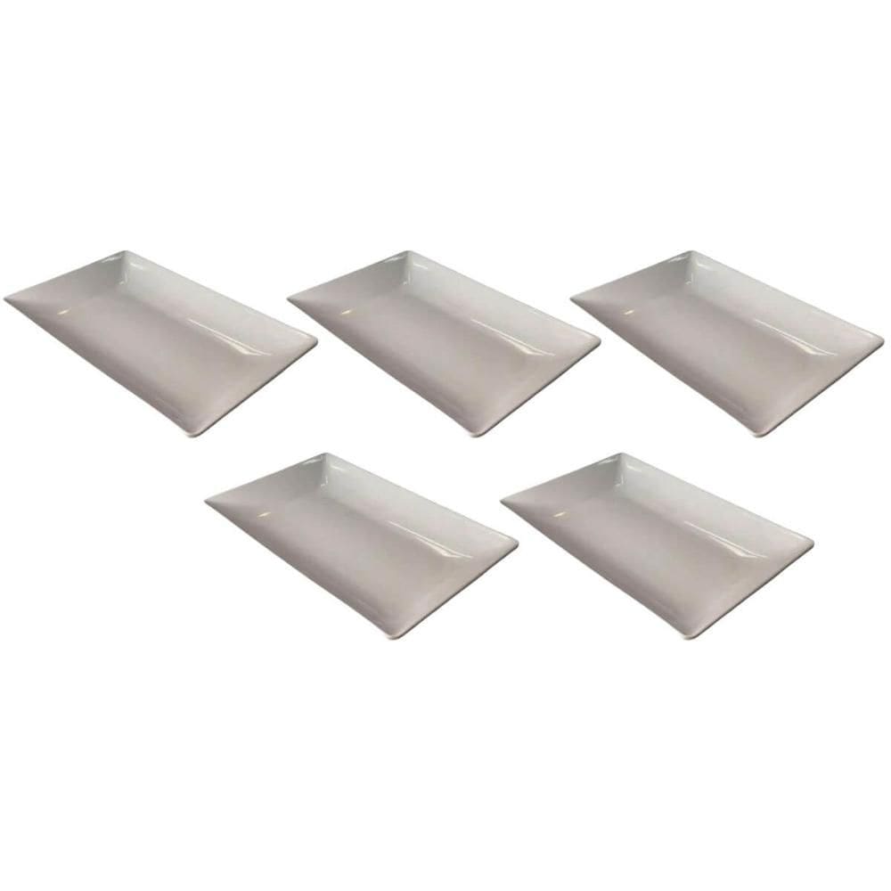 Conjunto 5 Travessas Melamina Branca 41,5x26,5cm Wolff Bande