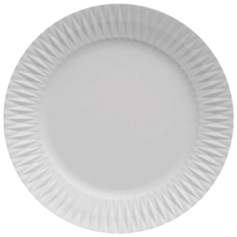 Kit 20 Pratos Rasos de Porcelana Germer Branca 26,5cm Relevo