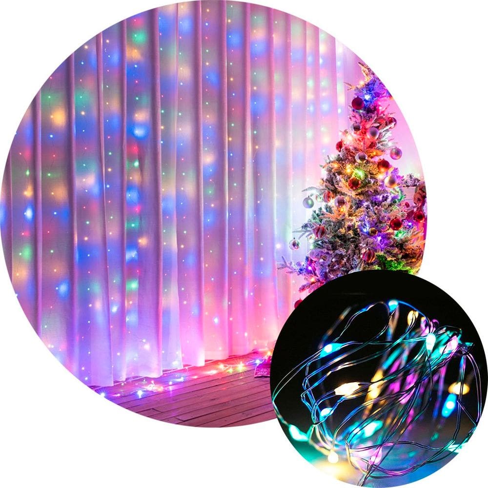 Pisca Cortina Natal 280 Lâmpadas LEDs Colorido 110-220v 3x3M
