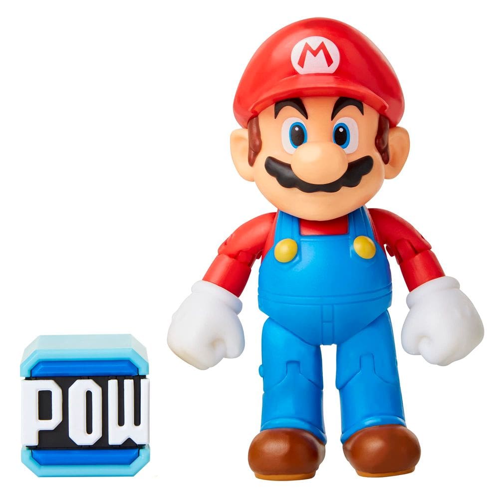 Boneco de ação Super Mario Collectible Mario de 10 cm com acessório POW