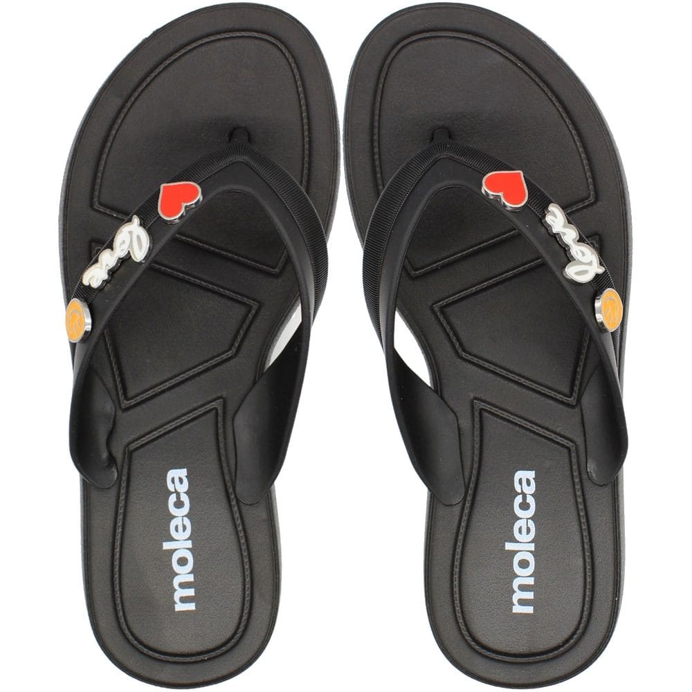 Chinelo de Dedo Moleca Tira Grossa Apliques Love Feminino