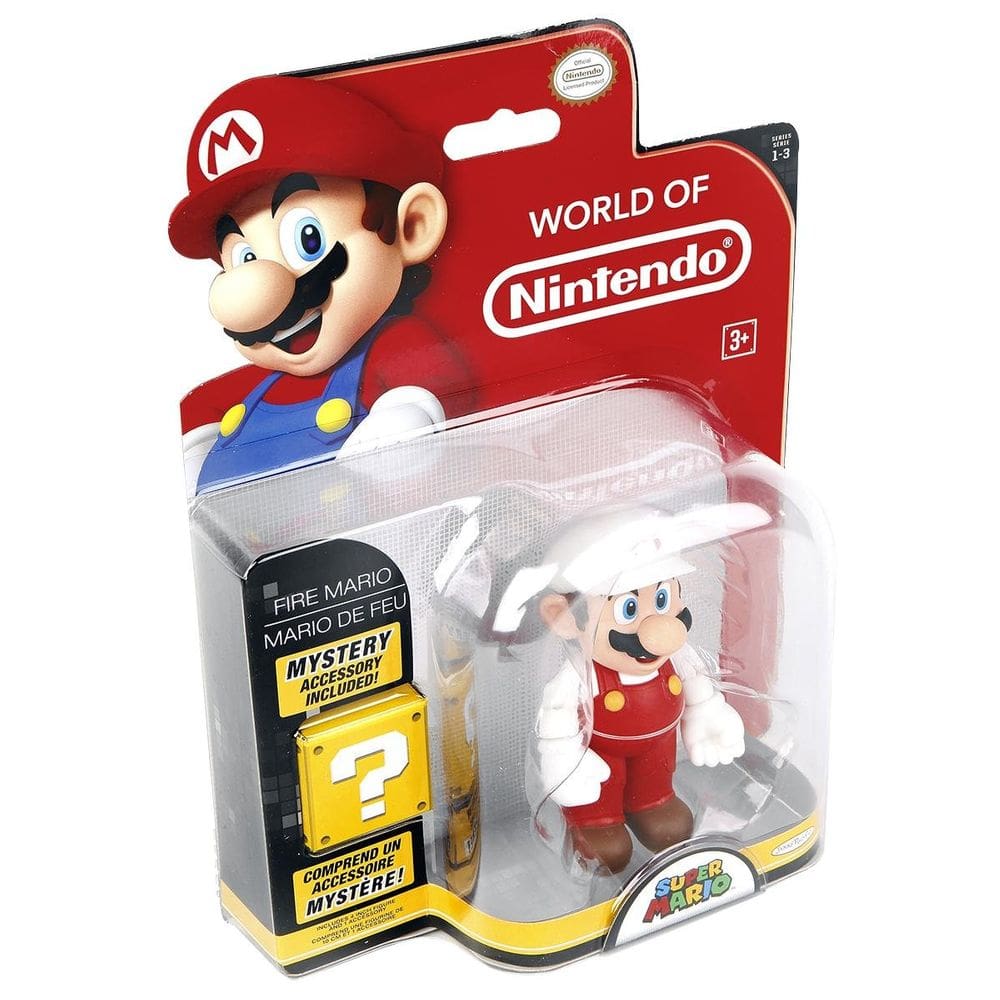 Boneco de ação SUPER MARIO Fire Mario com flor de fogo de 10 cm
