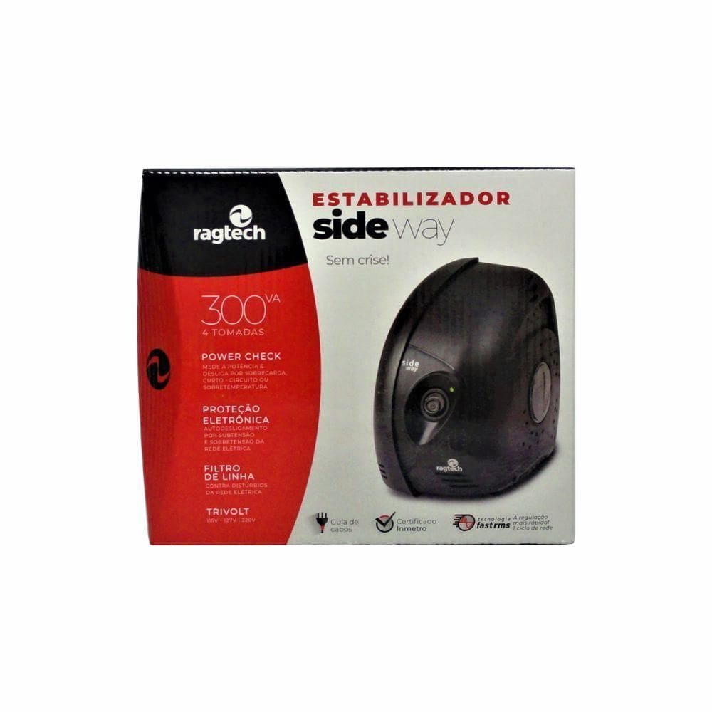 Estabilizador 300va Bivolt - Ragtech - Side Way Black 5303