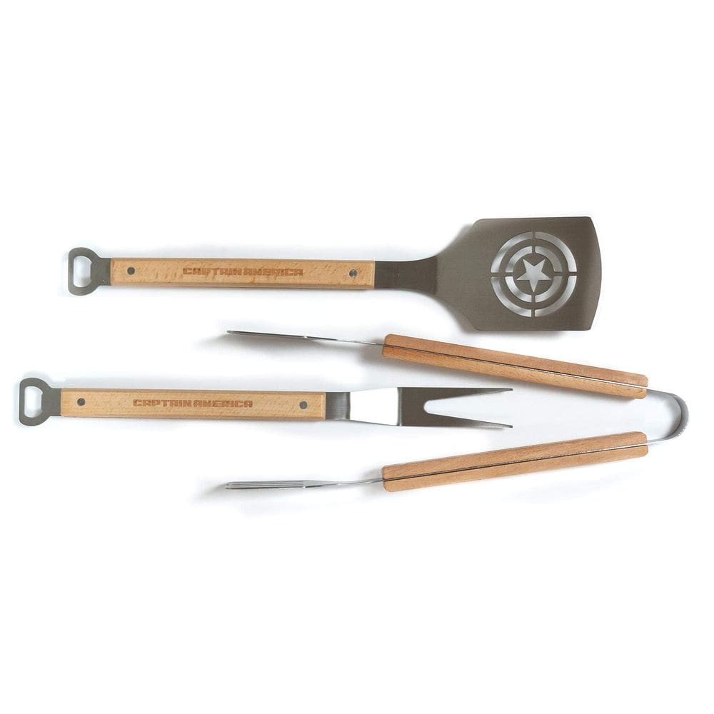 Conjunto de utensílios para churrasco Seven20 Marvel Captain America, 3 peças
