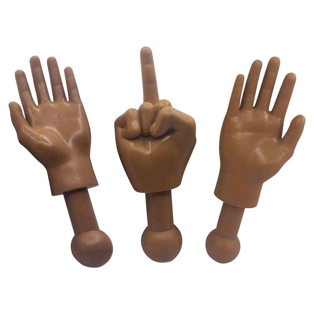 Novelty Toys Toynk Tiny Hands Deep Brown esquerdo e direito + Mão do dedo médio