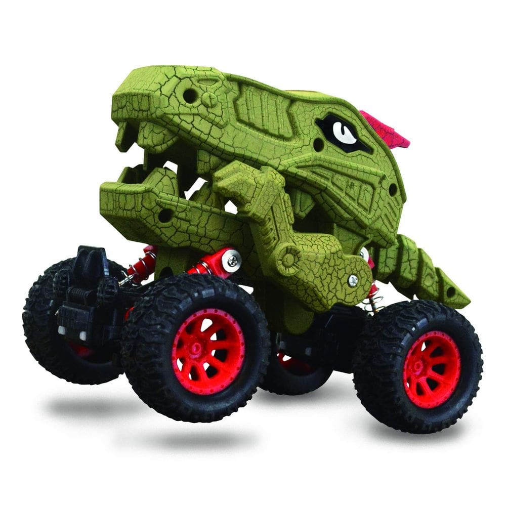 Caminhão de dinossauro Pull Back Aeromax Dino-Faur verde com detalhes em vermelho