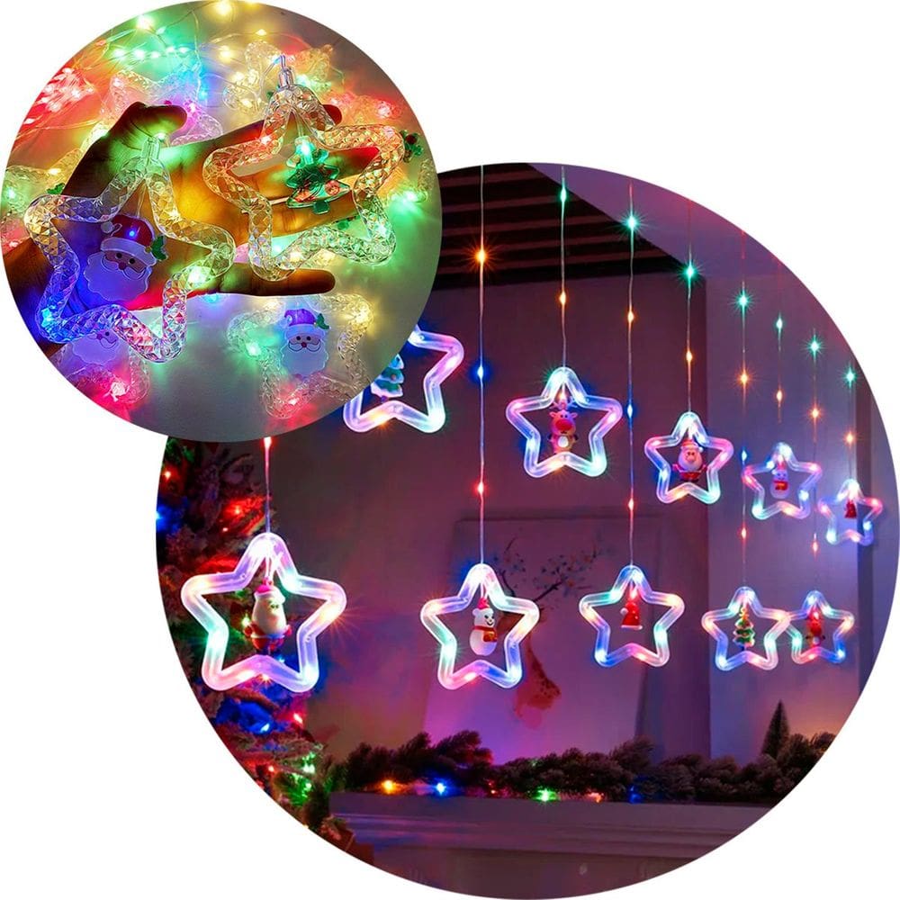 Pisca Cascata Noel Árvore Natal LEDs Colorido 110v-220v 3,5M