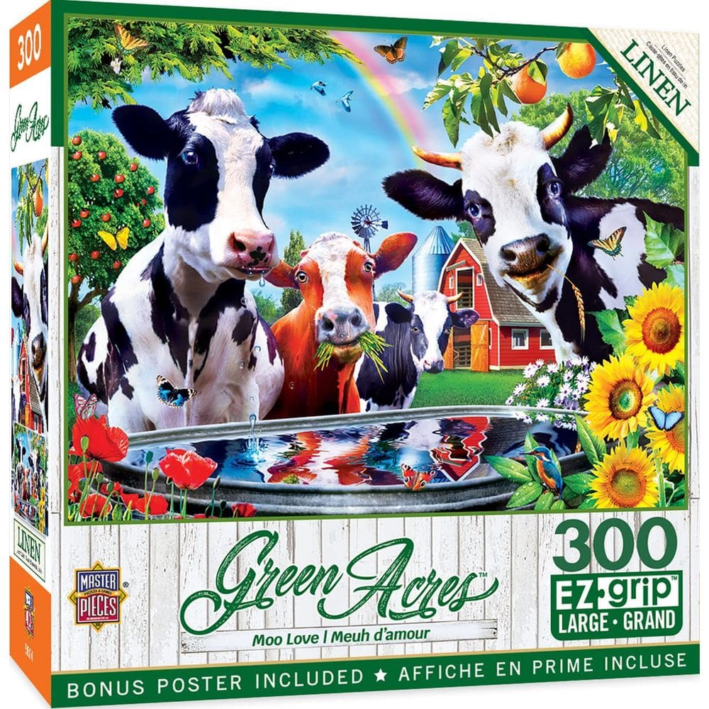 Obras-primas do quebra-cabeça Moo Love 300 peças com alça EZ grande