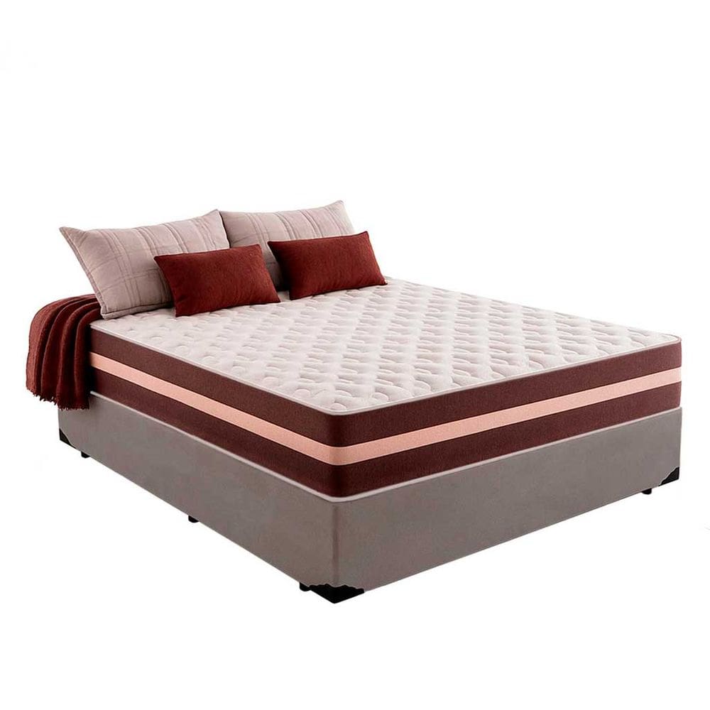 Cama Box Casal 138 Suede Cinza com Colchão Little Angel Mola Superlastic 63x138x188cm