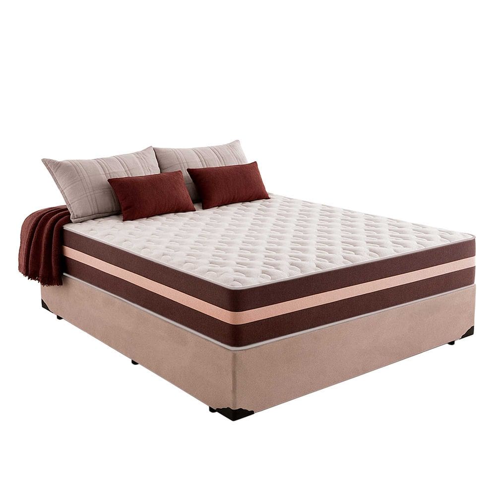 Cama Box Casal 138 Suede Cinza com Colchão Little Angel Mola Superlastic 63x138x188cm