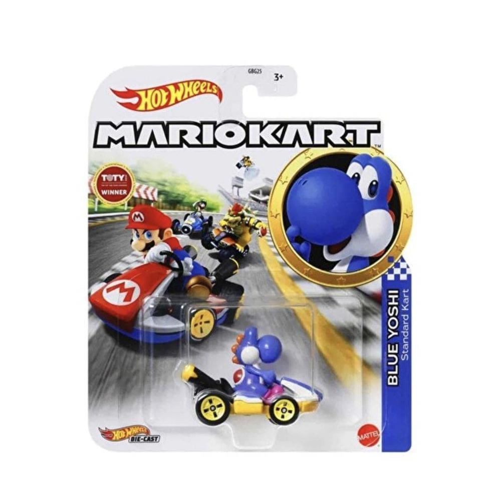 Carro de brinquedo Hot Wheels Mario Kart Blue Yoshi Standard Kart 1:64