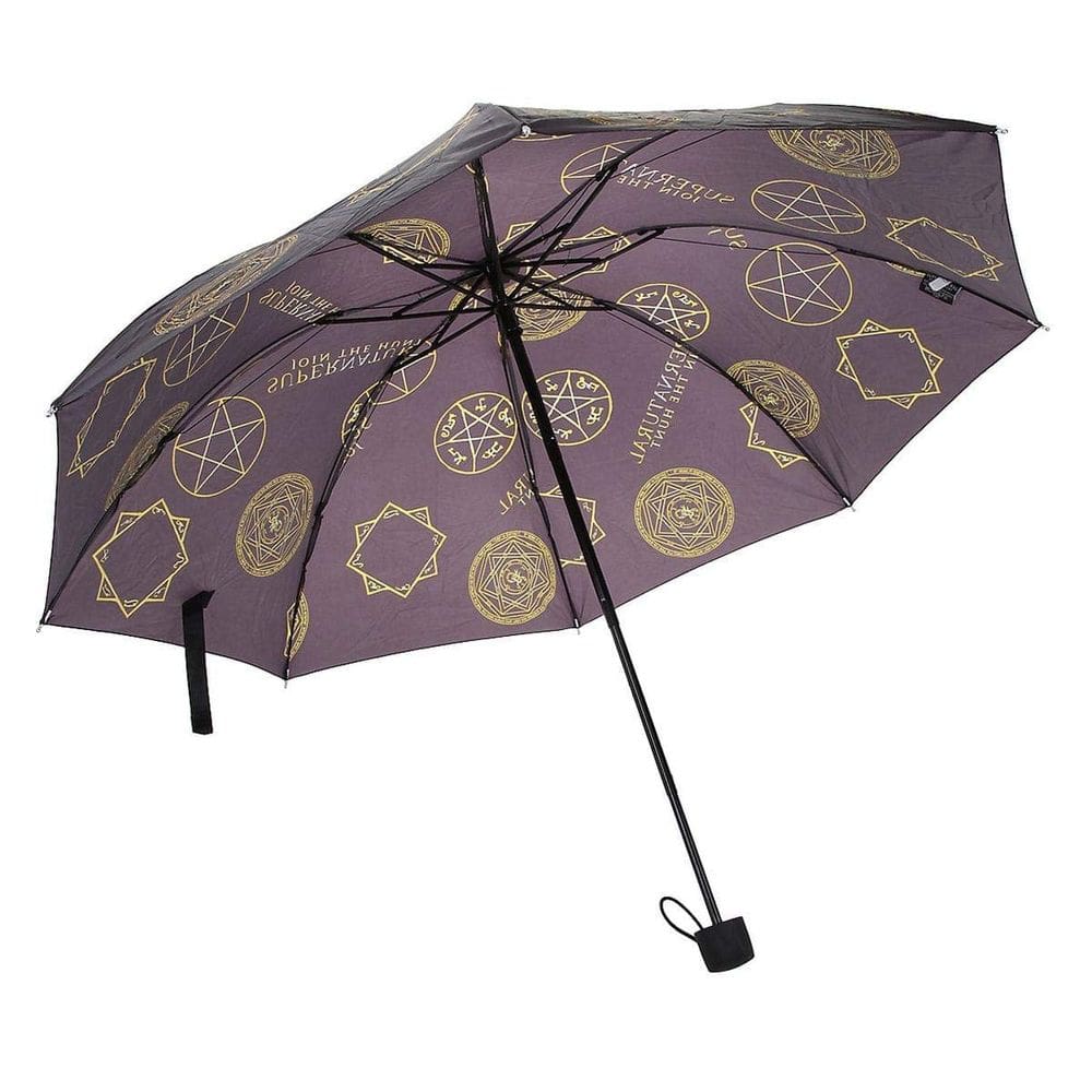 Guarda-chuva compacto Bioworld Supernatural com tema preto 35cm