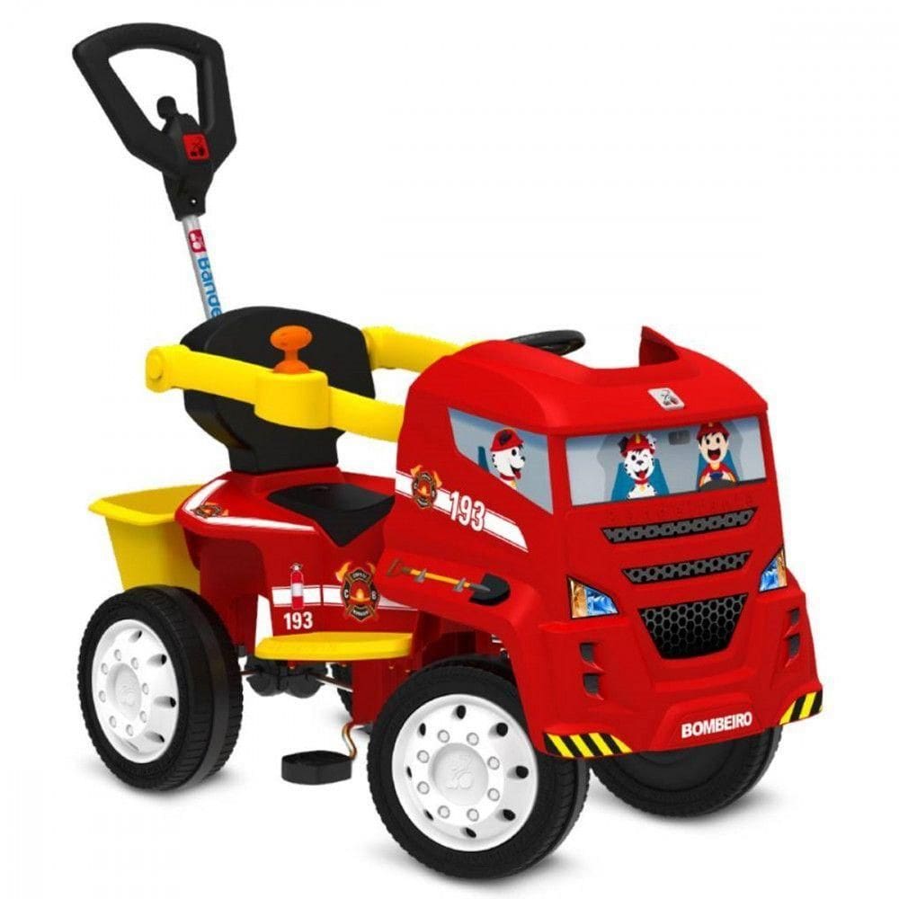 Caminhão de Bombeiros Bandeirante Pas E Pedal Vermelho e Amarelo